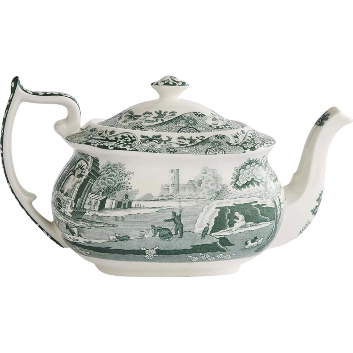 Spode Heritage Green Italian tekande, 1,1 liter, grøn/hvid