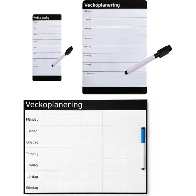 Magnetisk Whiteboard til Ugeplanlægning inkl. Whiteboardpen