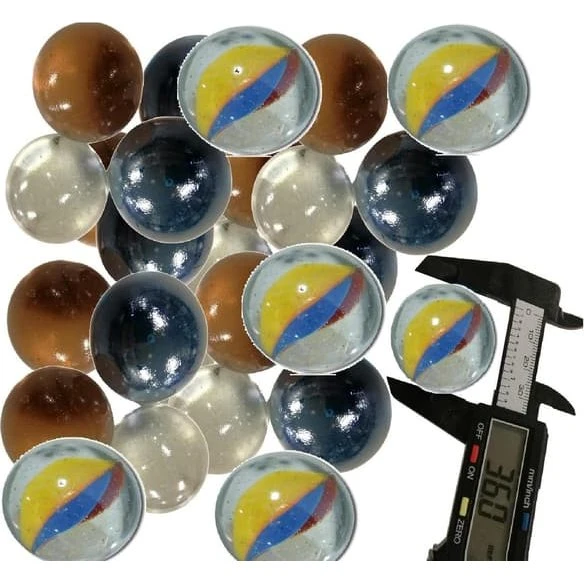 18 stk. Store Glaskugler 36mm - 1100g Mix