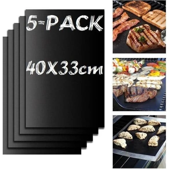 5-pak Grillmåtte, Ovn-måtte & Bagemåtte - Non Stick 40x33cm