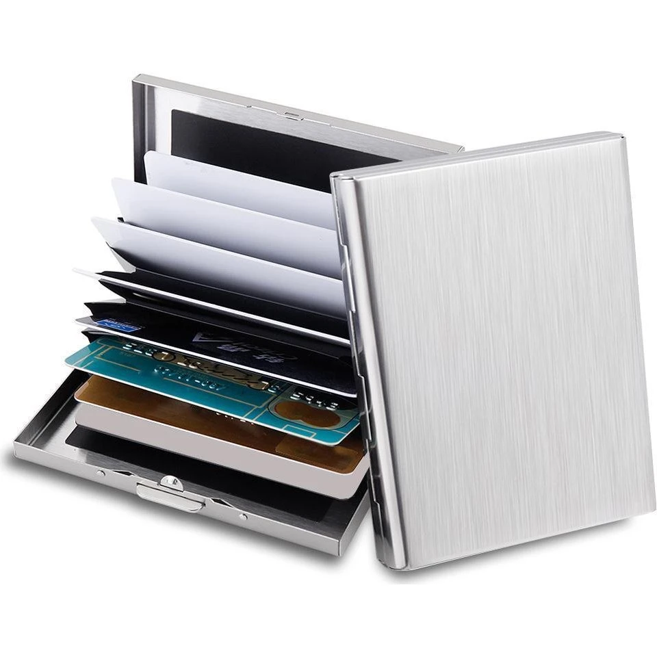 XL Rustfri RFID Kortholder med 10 rum