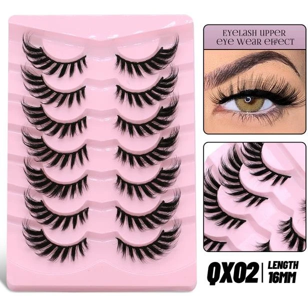 7-par Cat Style Mink øjenvipper - QX02