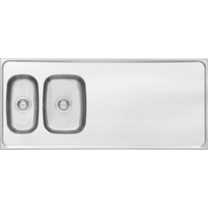 Contura Classic G 1400 stålbord med dobbelt vask, 140x62 cm