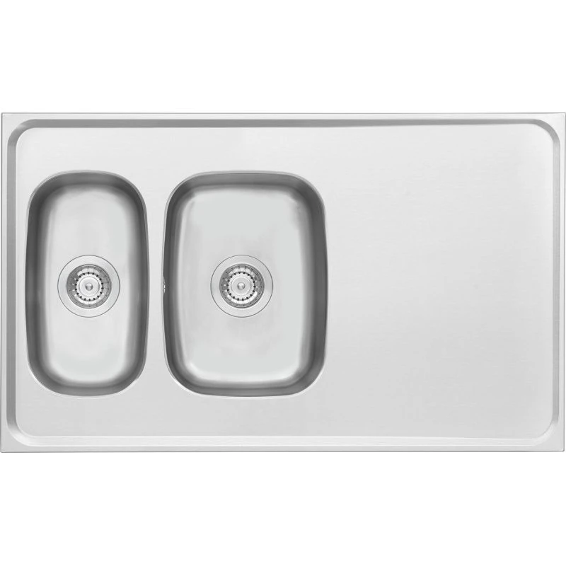 Contura Classic G 1000 stålbord med 2 vaske, 100x60 cm, rustfrit stål