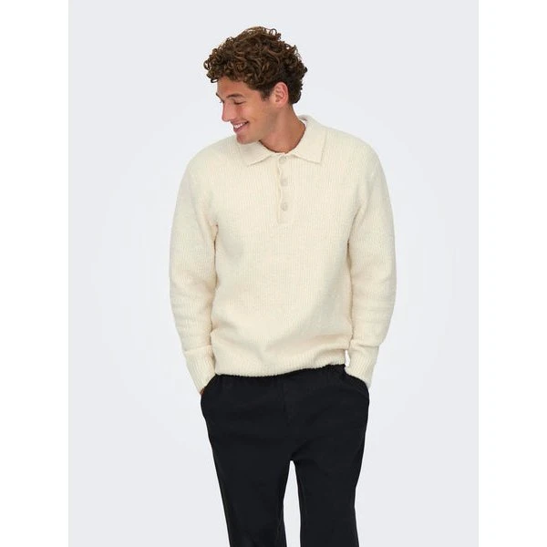 Onsdale Rlx LS Polo Knit Noos - Brun strikpoloshirt