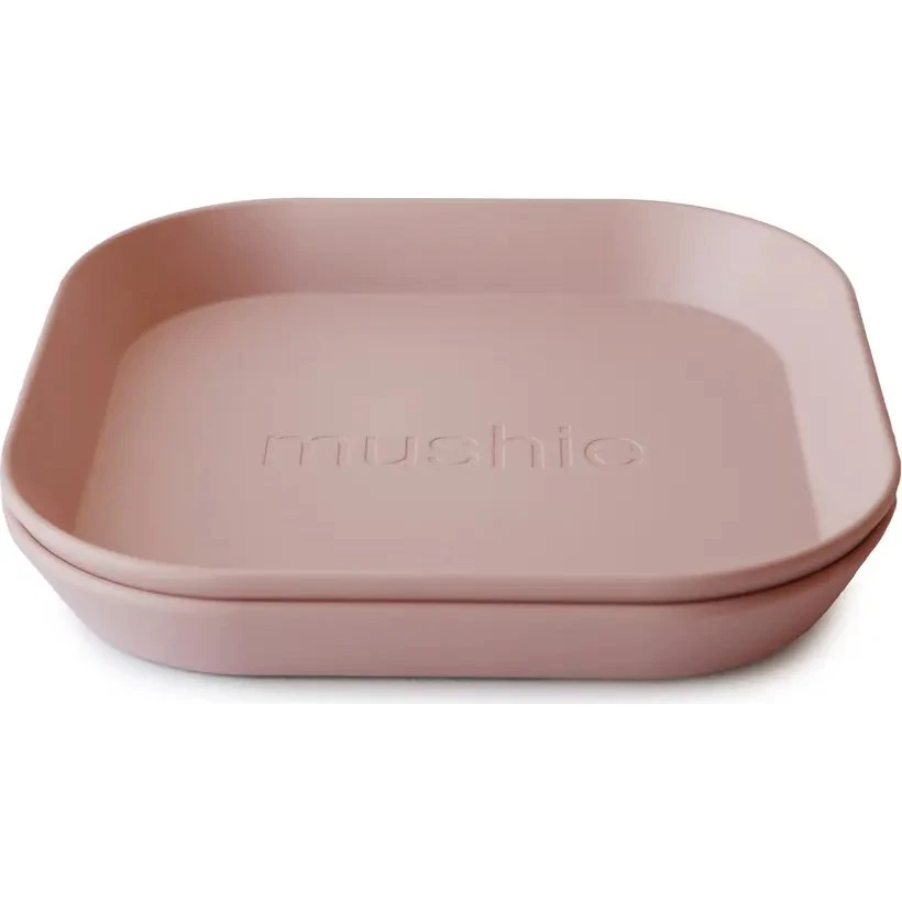 Mushie Firkantet tallerken - Blush - 19x19 cm