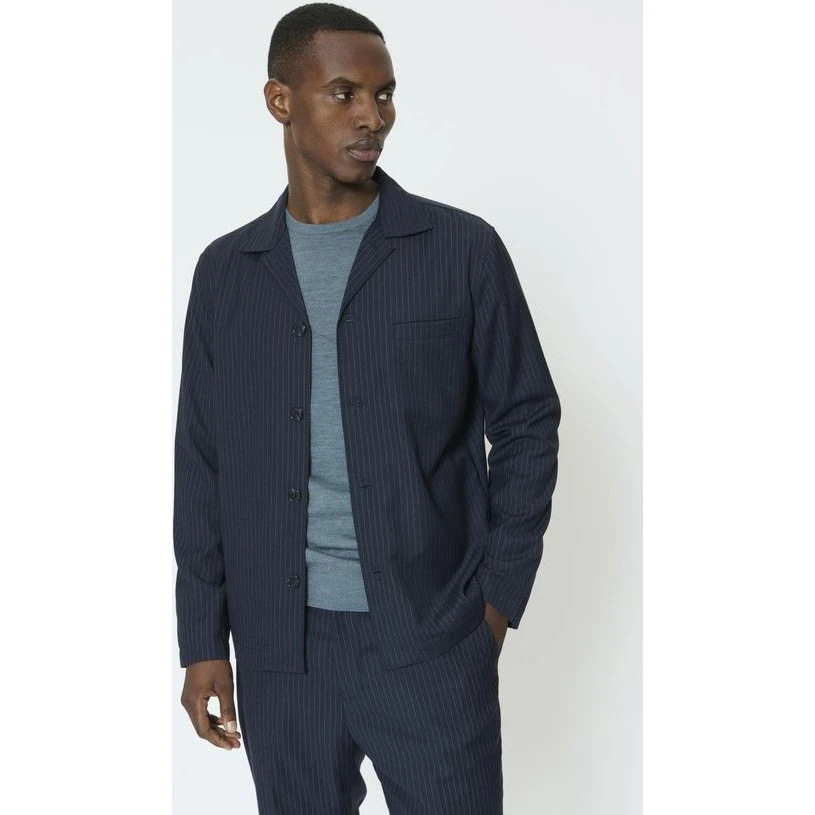 MAlanden V Stribet Overshirt i Navy
