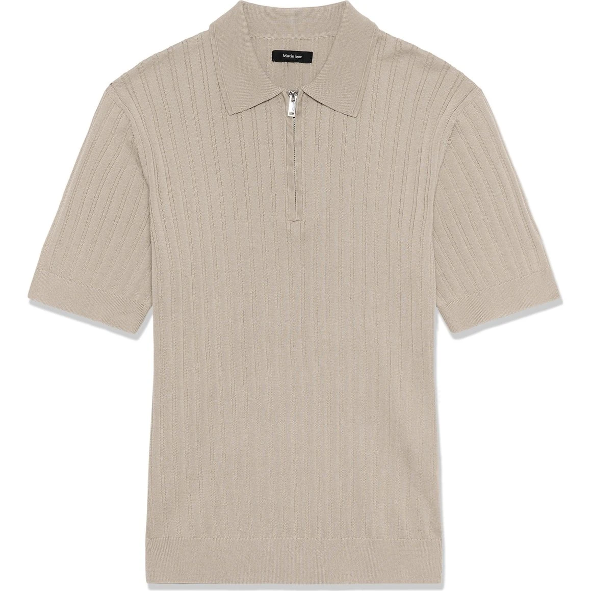 Matinique Pullover Sand - Halvlynlås med polokrave