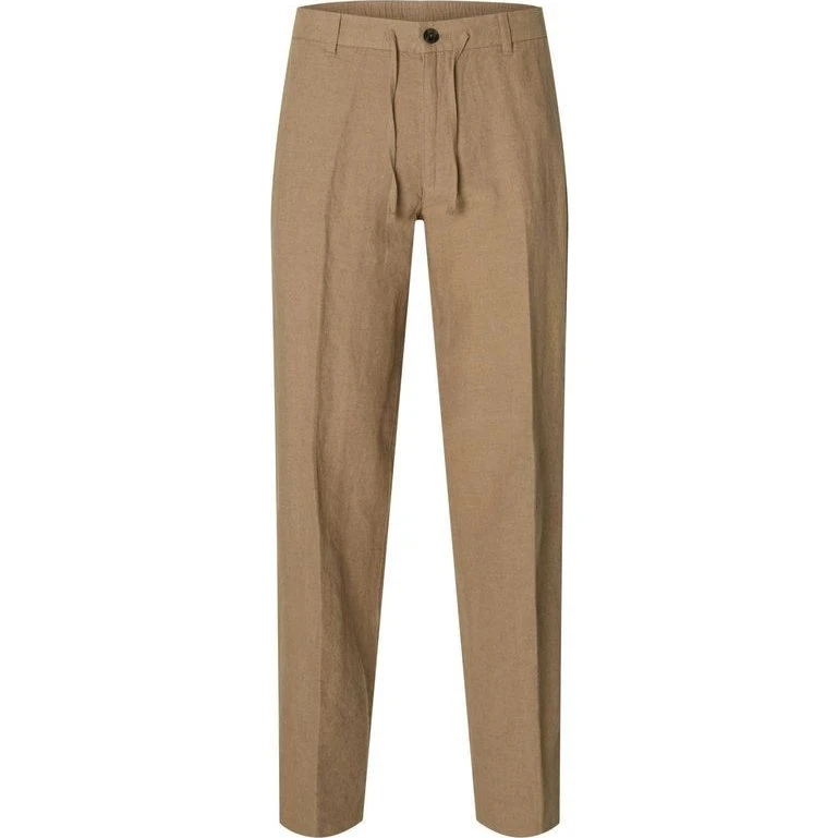 Selected Leroy Linen Straight Bukser - Blå