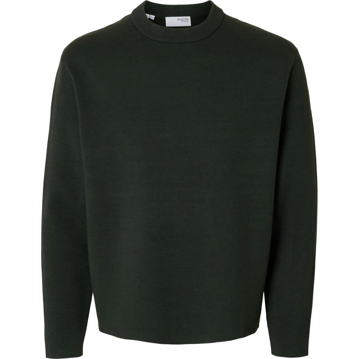 SELECTED SLHTELLER Pullover i mørkegrøn - Løs pasform