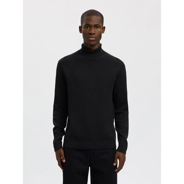 Selected Slhdane LS Knit Rullekravestrik i sort