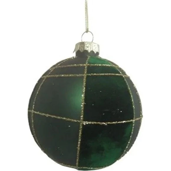 Det Gamle Apotek Julekugle i Glas med Glimmer, Grøn - Ø8cm