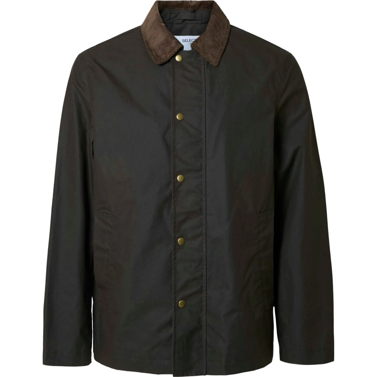 SELECTED SLHWALTER Overgangsjakke i mørkebrun waxed cotton