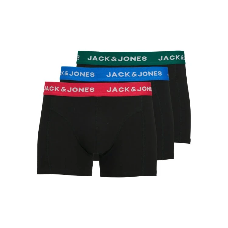 Jack & Jones 3-pak boksershorts i sort med farvet linning