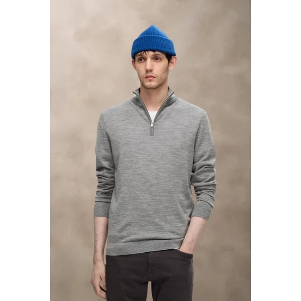 Slhtray Ls Knit Merino Half Zip Noos Striktrøje