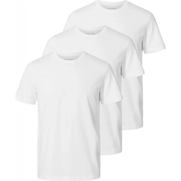 Selected Homme 3-pak Cormac hvide t-shirts til herre