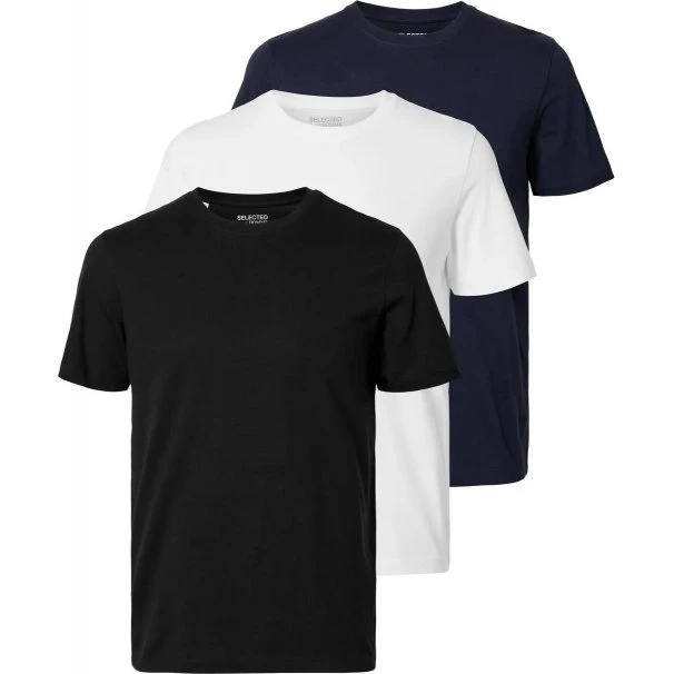 Selected Homme 3-pak t-shirts 'Cormac' i navy, sort og hvid