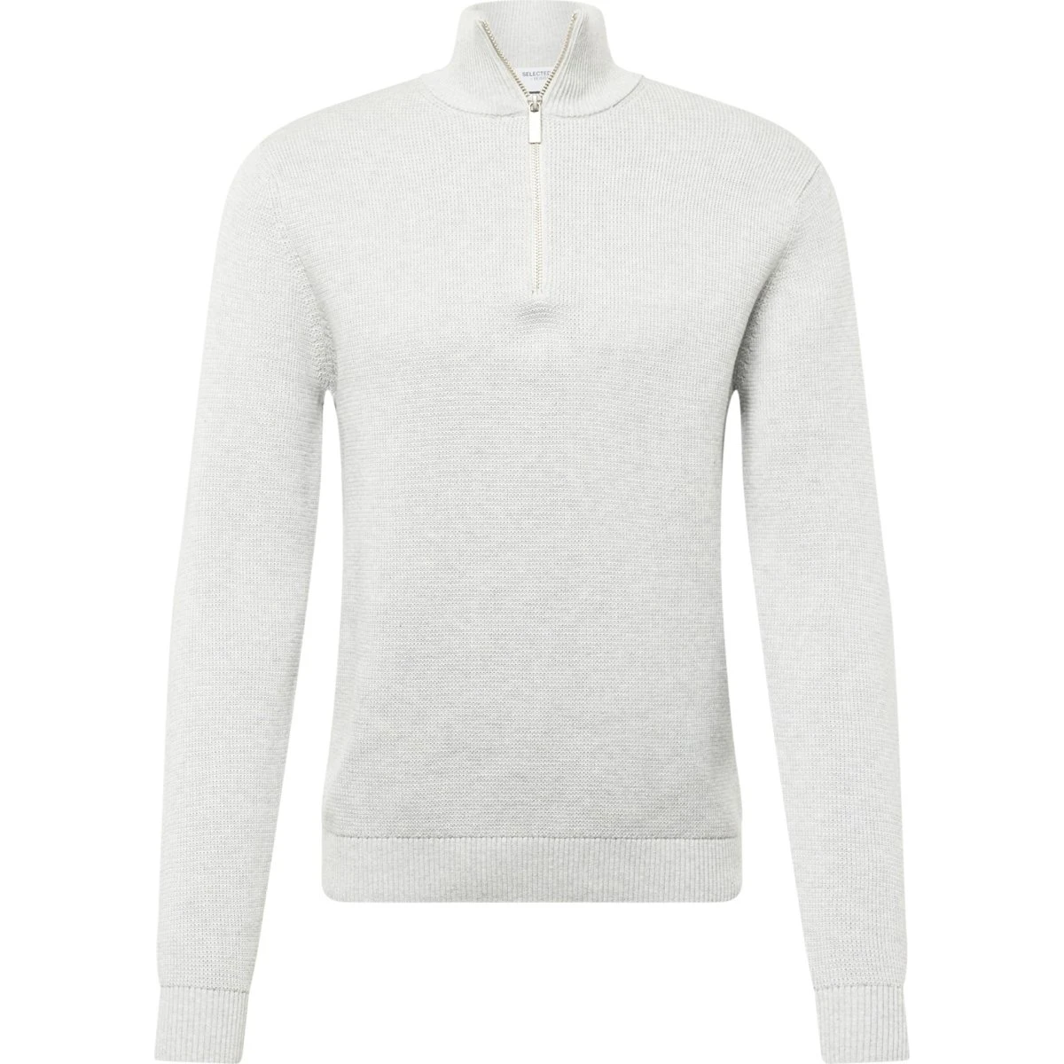 SELECTED Pullover Dane lysegrå melange half-zip