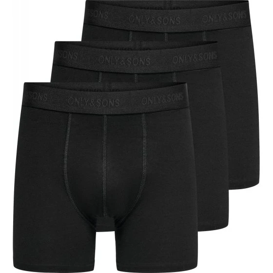 ONLY & SONS 3-pak boksershorts i sort til herre