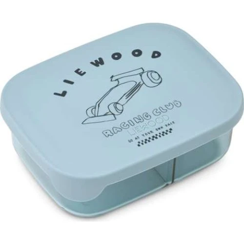 Liewood Arthur Tritan madkasse - Race Cars/Beach Blue - 13,5x17 cm