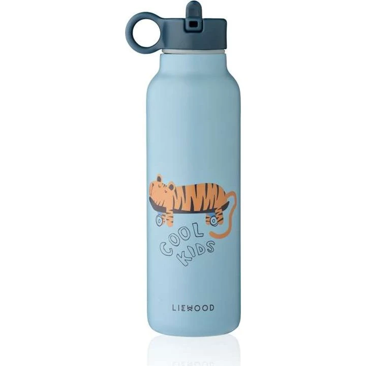 Liewood Falk Drikkeflaske i rustfrit stål, 500ml - Tiger/Beach Blue