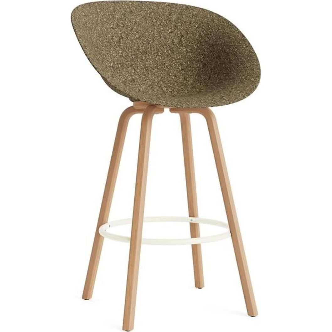 Normann Copenhagen Mat Barstol med Armlæn 75 cm - Seaweed/Bøg/Creme
