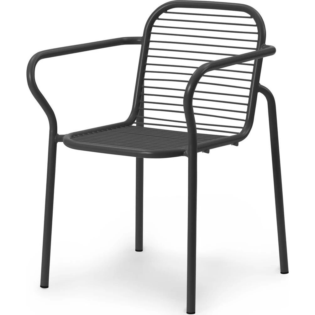 Normann Copenhagen Vig udendørsstol med armlæn, sort