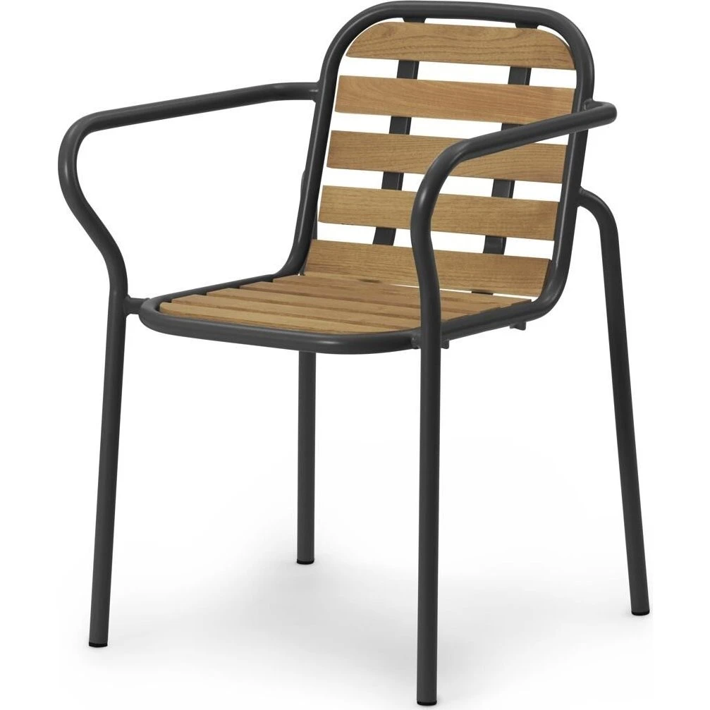 Normann Copenhagen Vig Udendørsstol med Armlæn - Sort/Robinia