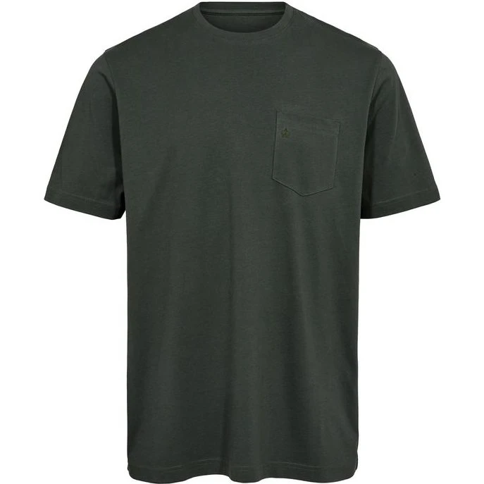 O-neck t-shirt med brystlomme og broderet logo