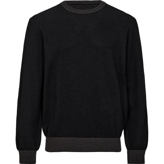Modern fit strik med rund hals i two-tone struktur