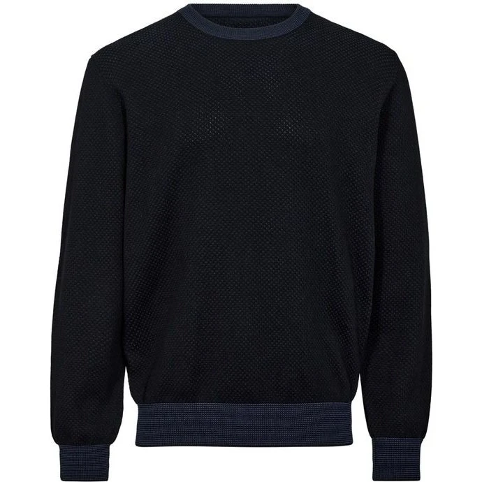 Modern fit strik med rund hals i two tone struktur