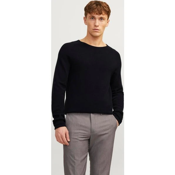 Jack & Jones Jjehill Knit Crew Neck Strik i Sort Bomuld