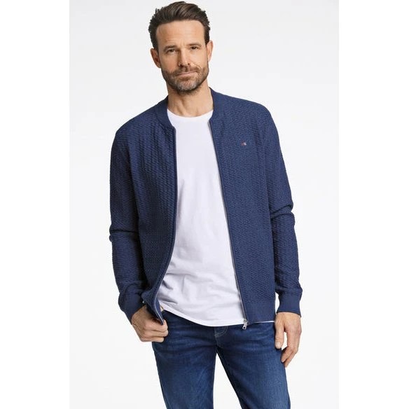 Bison Structured Cardigan Knit i stenfarvet til herre