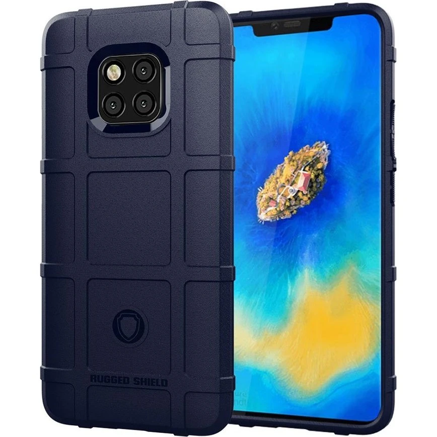 Huawei Mate 20 Pro cover i mørkeblå silikone med gittertekstur