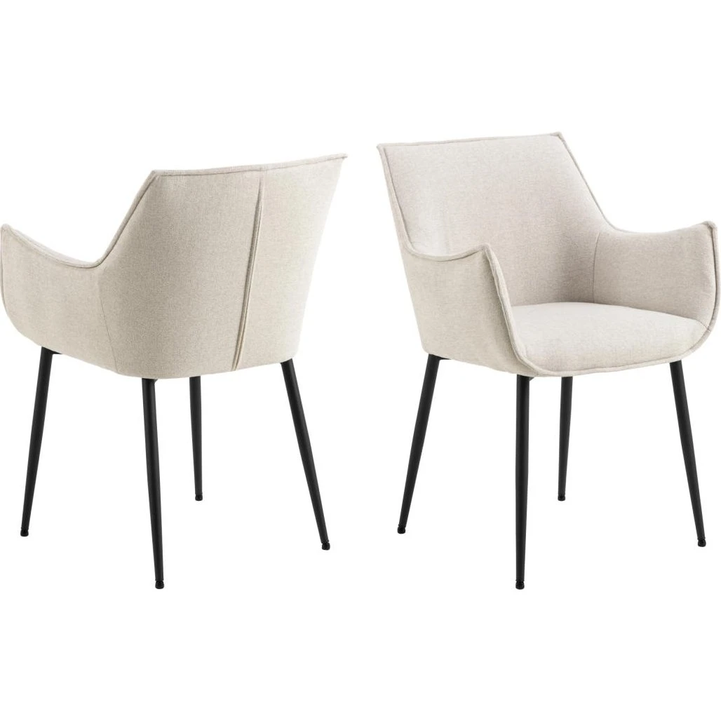 AC Design Furniture Bonita Spisestol med armlæn, 2-pak - Beige