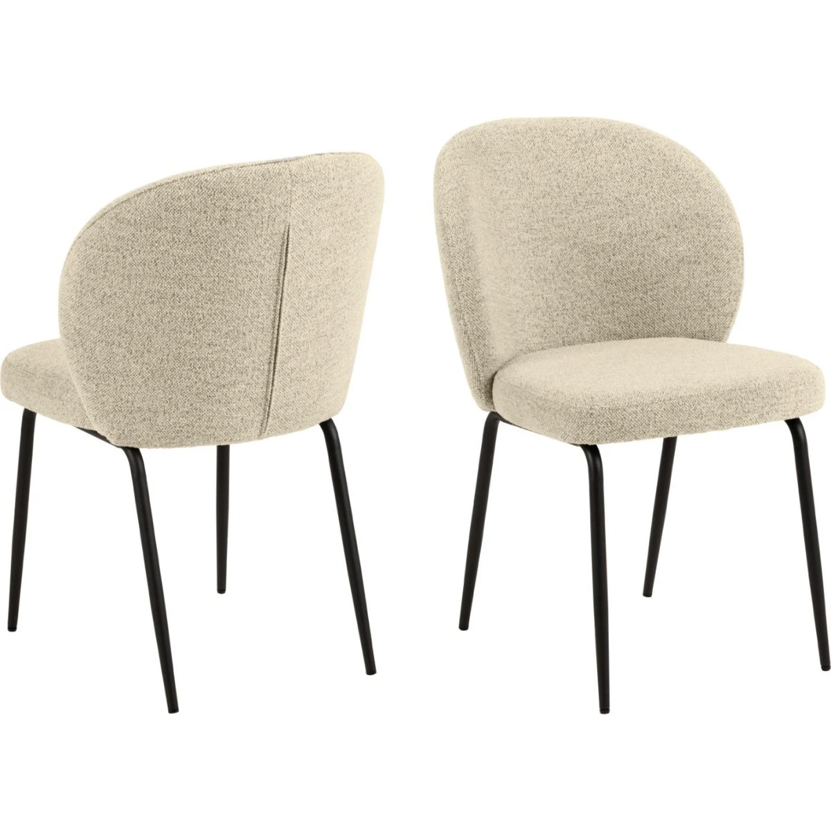 ACT NORDIC Patricia spisebordsstol - Creme bouclé og sort metal