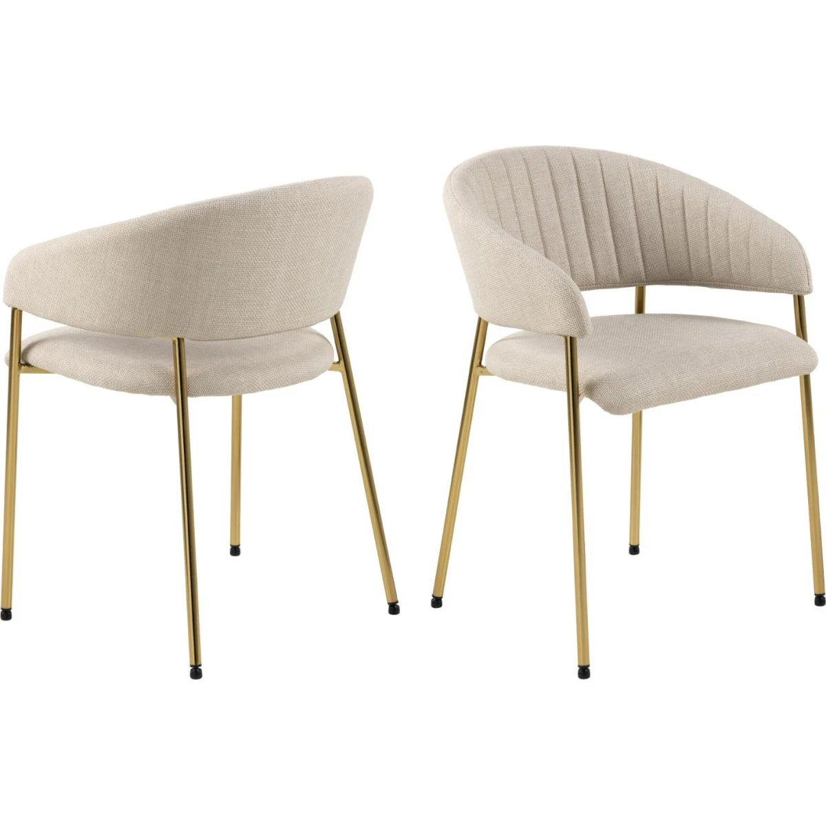 ACT NORDIC Ann spisebordsstol med armlæn - Beige & Gylden krom