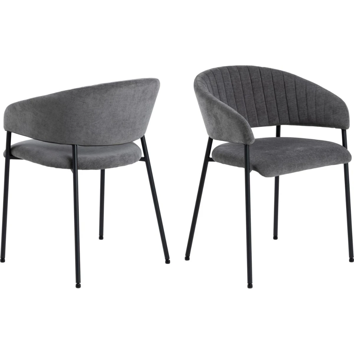 ACT NORDIC Ann spisebordsstol - Mørkegrå polyester & sort metal
