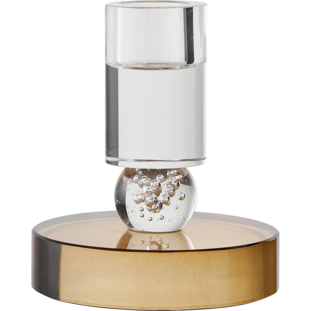 House Nordic Lysestage i glas - Brun/Hvid - Ø8,5x10 cm