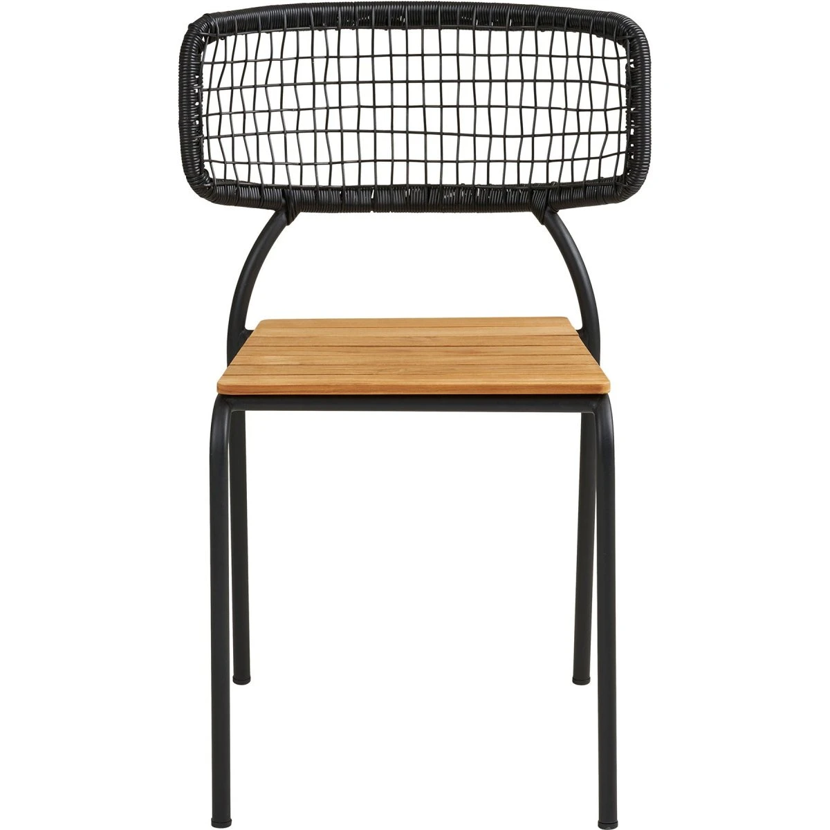House Nordic Nashville Spisebordsstol i Teak og Sort Flet - 4 stk.