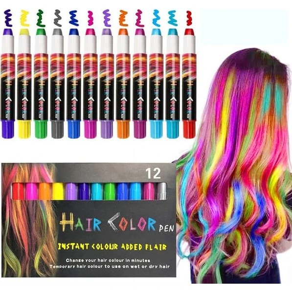 Hårkridt - Hair Chalk Color Pen - 12 farver