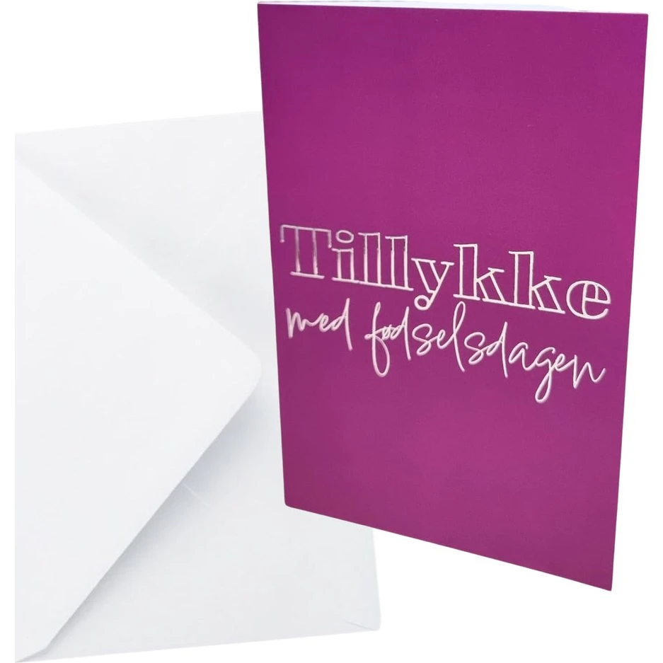 Fødselsdagskort Tillykke Med Fødselsdagen Aubergine m/konvolut