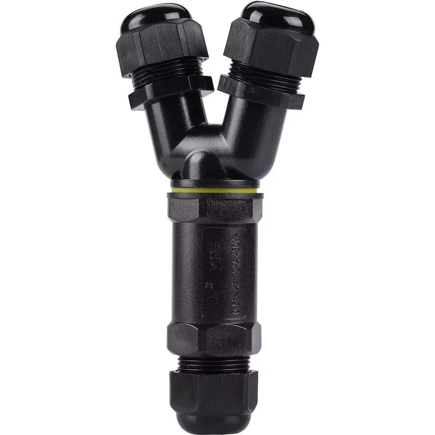 Sort Y-samledåse 5-ledet IP68 - til 8-12mm kabel