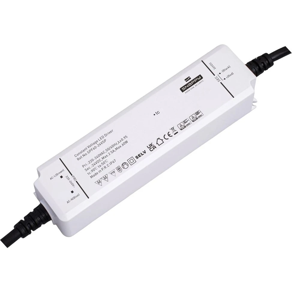 Snappy 60W 12V DC Strømforsyning, 5A, IP67 Vandtæt