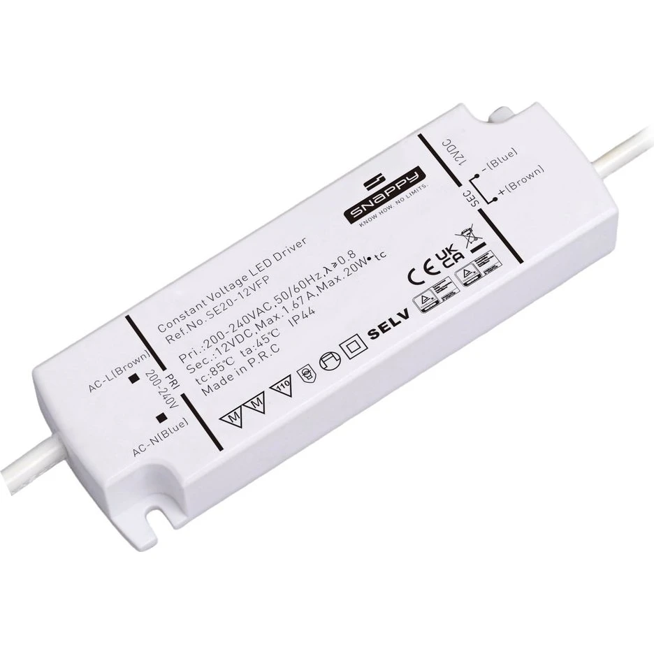 Snappy 20W 12V DC Strømforsyning - 1.67A, IP44