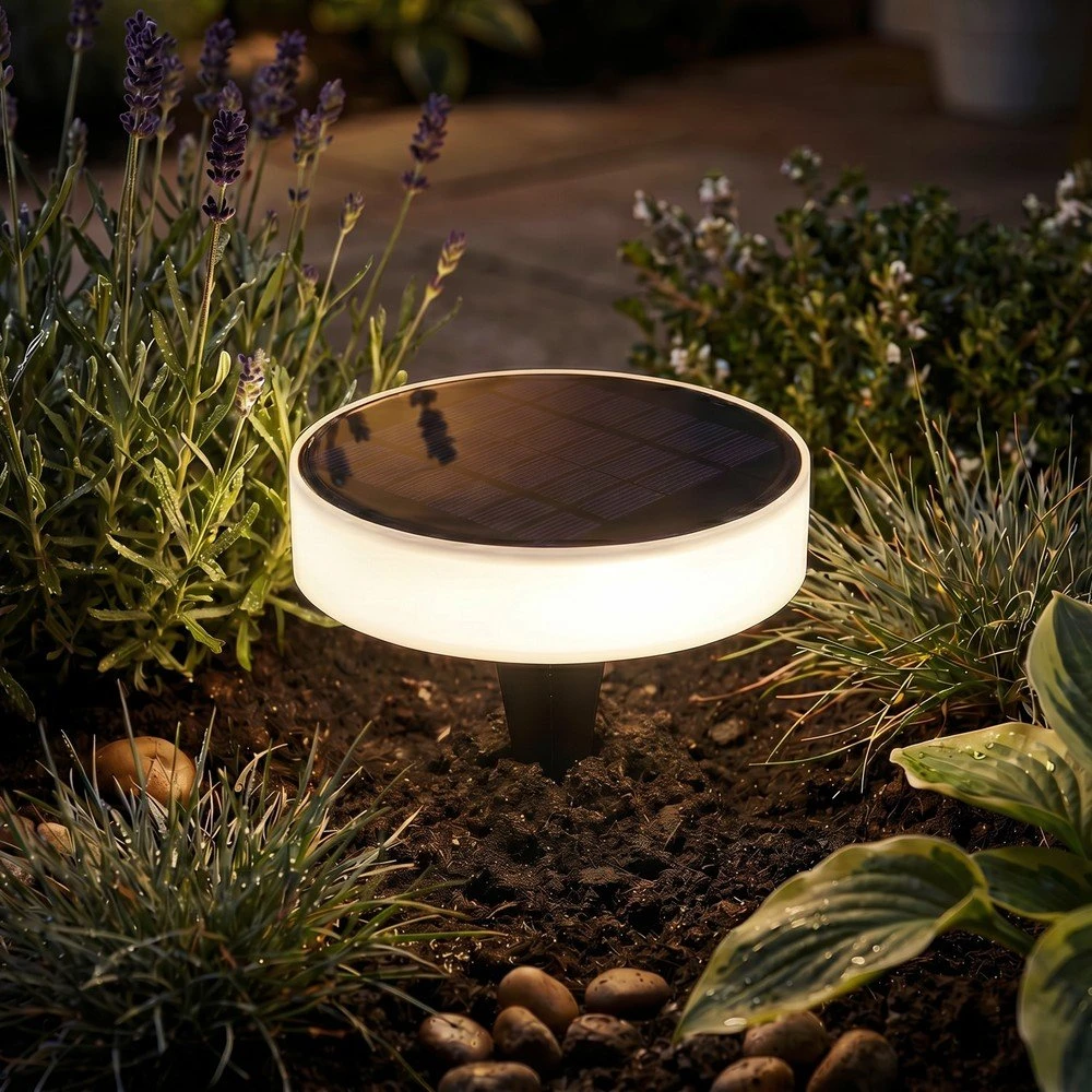 Solcelle bedlampe IP65 - Sort, Varm belysning, Spyd/Væg