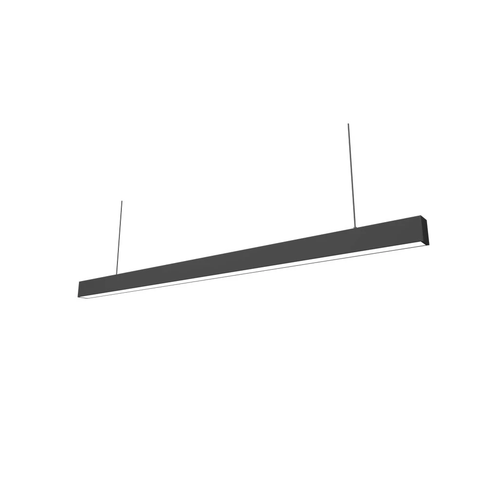 Sort 48W LED lysskinne 150 cm til kontor med wireophæng