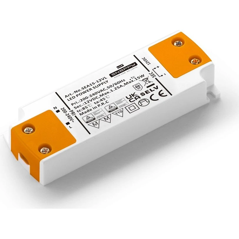 Snappy 15W 12V DC Strømforsyning - 1.25A, IP20 Indendørs