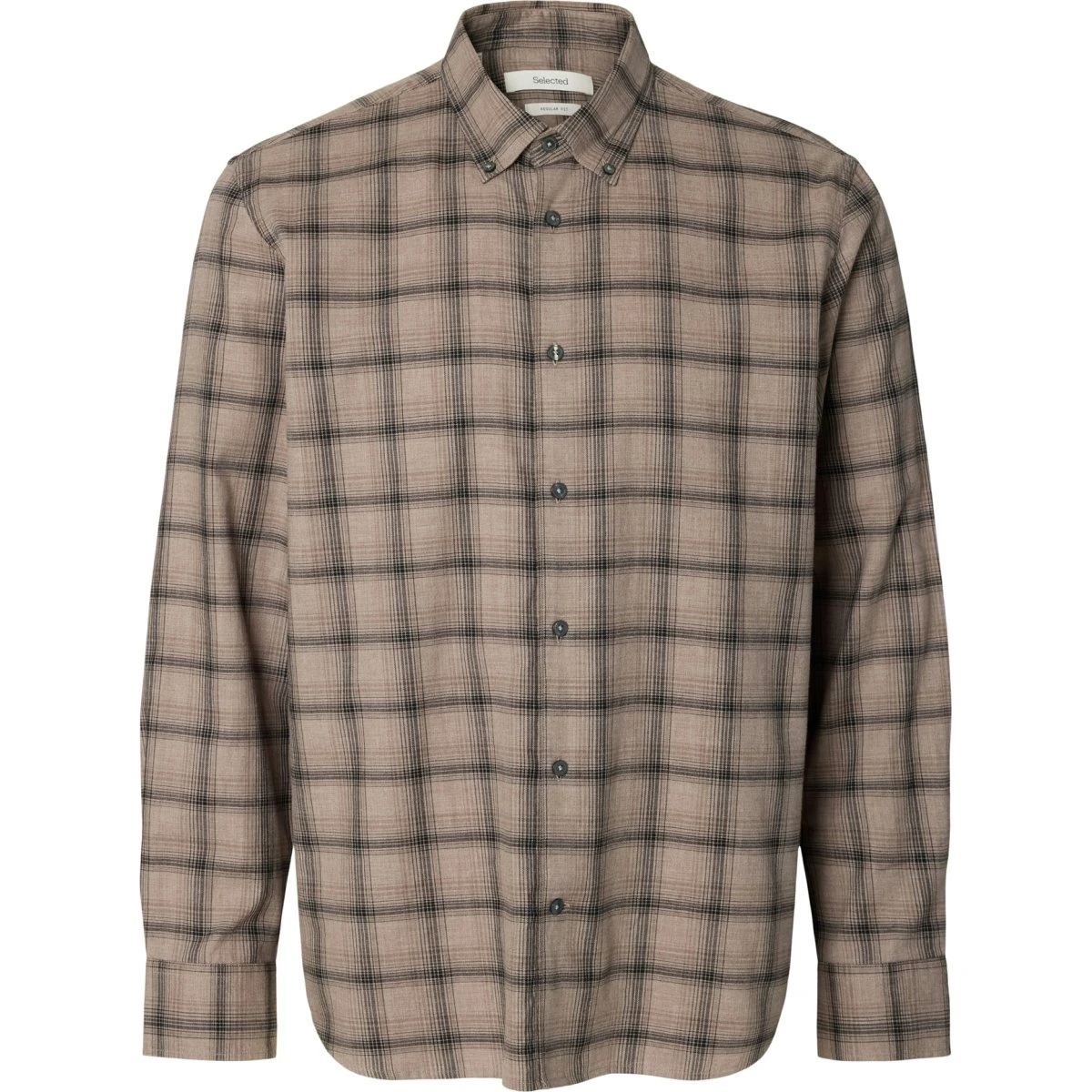 SELECTED SLMCole Jay Skjorte i beige ternet bomuld