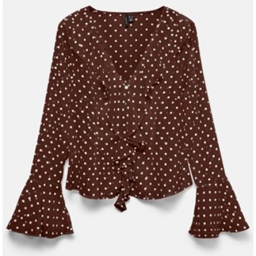 Vero Moda Bluse Chocolate Marti med hvide prikker